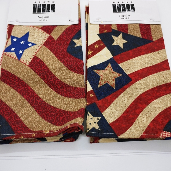 American Flag 4th of July Napkins 2 set of 2 NWOT red white and blue - Picture 1 of 8